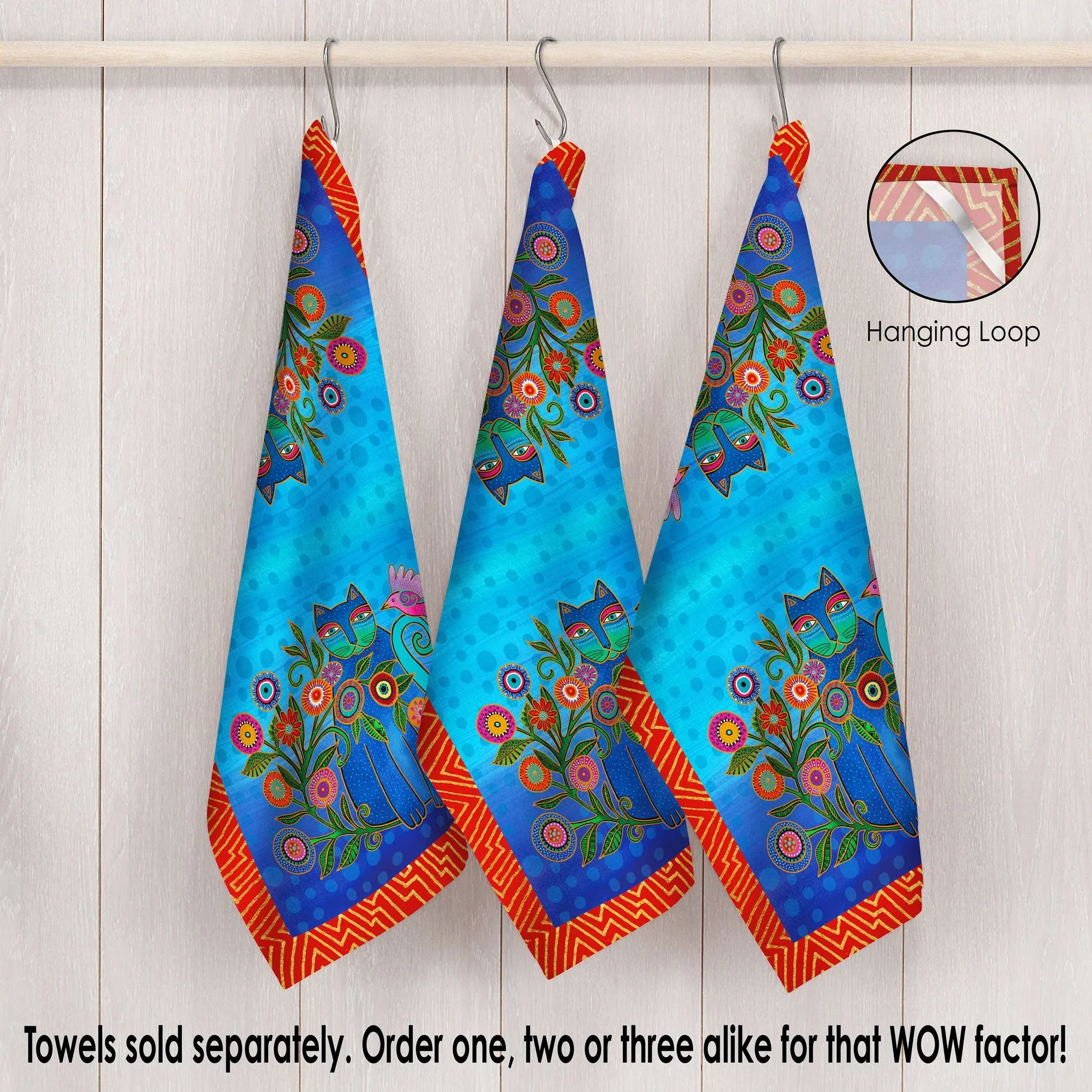 Tea Towel | Laurel Burch Cerulean Cats - Image 4