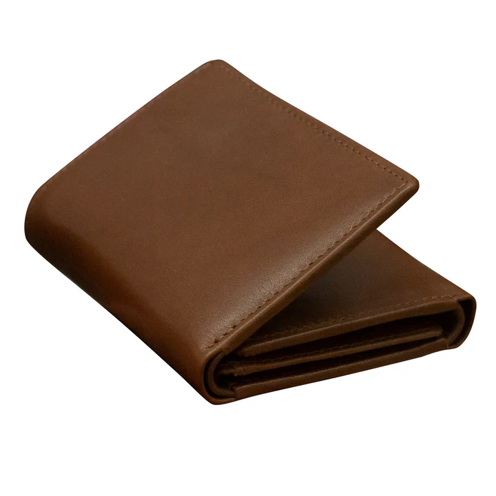 Trifold Wallet With Center Flip ID Pocket | Toffee Distressed Leather - Image 2