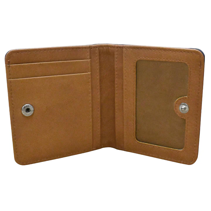 Two Tone Mini Bifold Wallet | Classic Navy/Antique Saddle - Image 2