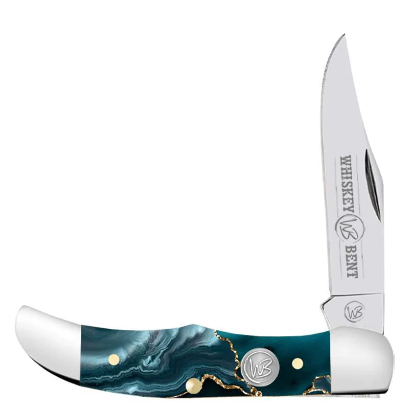 Whiskey Bent Knives Goldrush Acrylic Handle Mini Hunter Knife - Image 2