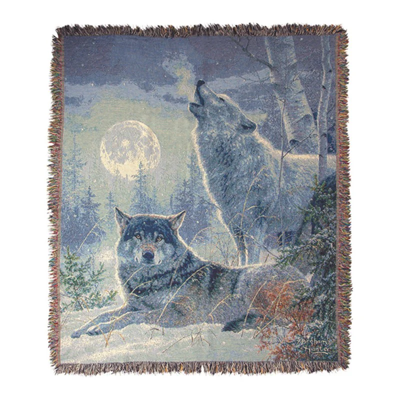 Winter Moonrise Tapestry Throw Blanket