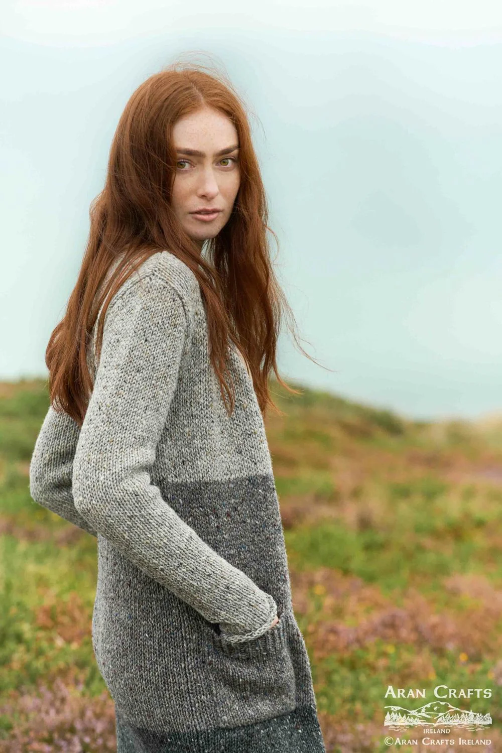 Women's Ballyshannon Three Tone Donegal Wool Coatigan | Grey - Image 3