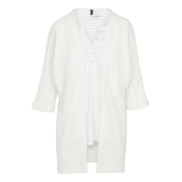 Women's Elbow Sleeve Textured Cardigan | White