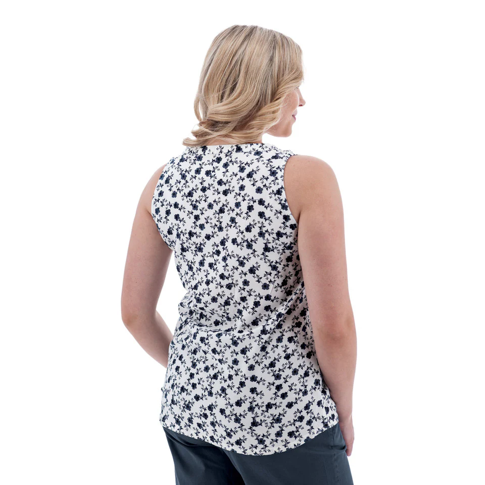 Women's Fleur Sleeveless Print Blouse | White - Image 3