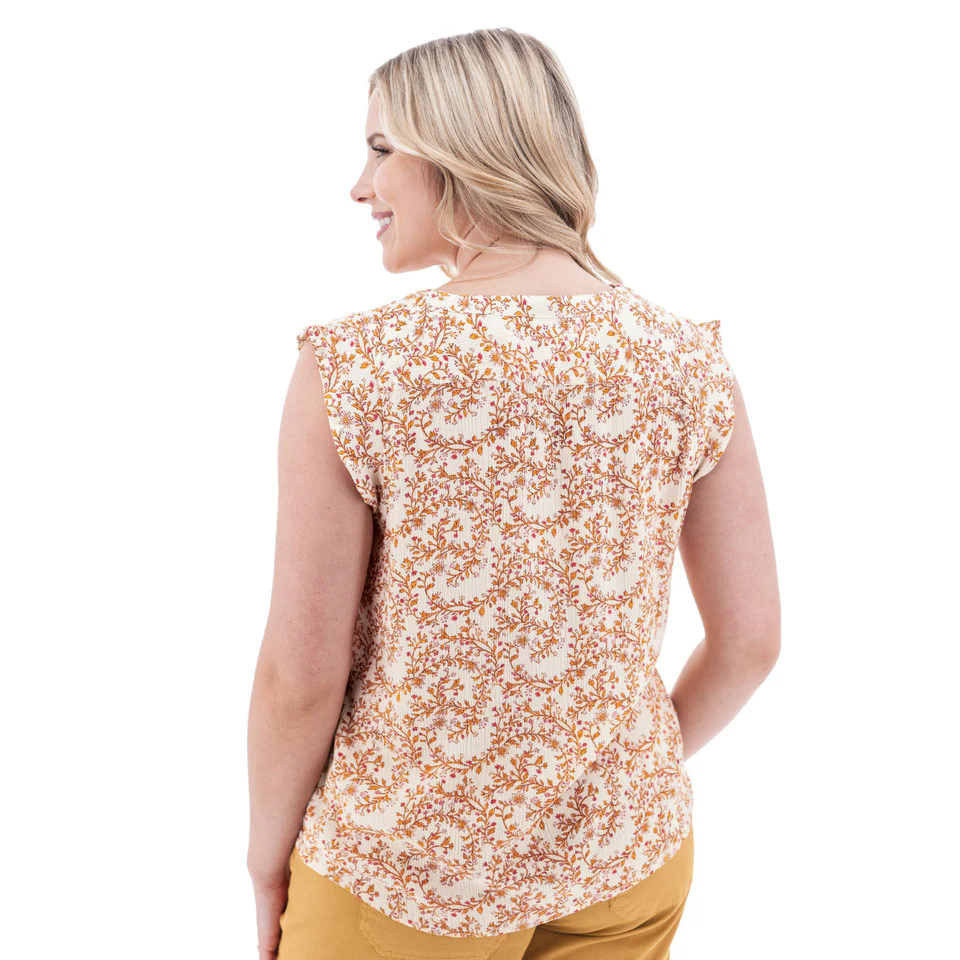 Women's Francesca Crepe Print Top | Apricot - Image 3