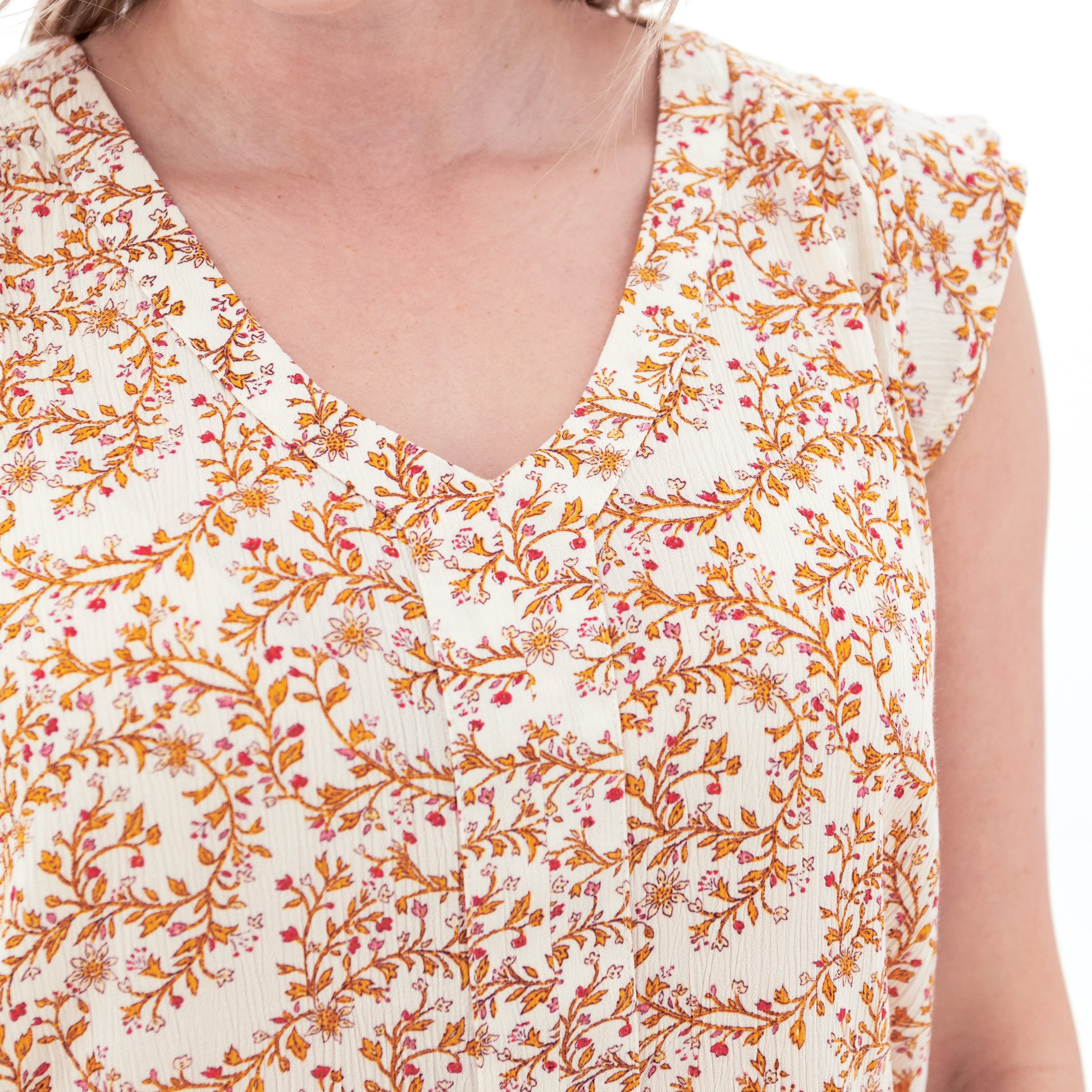 Women's Francesca Crepe Print Top | Apricot - Image 4