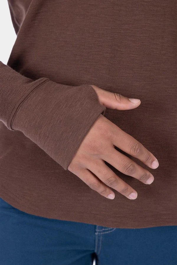Women's Honed Long Sleeve Thermal Henley | Kodiak Brown - Image 3