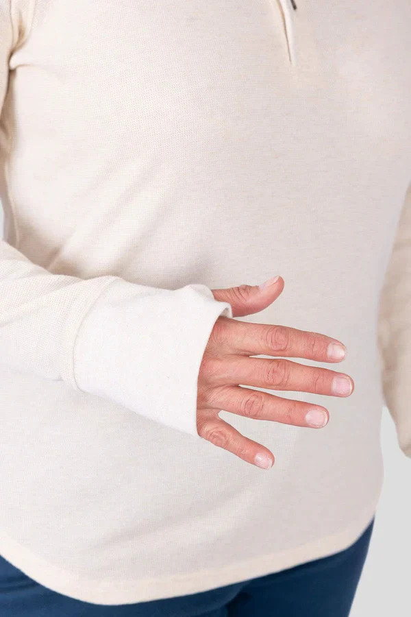 Women's Honed Long Sleeve Thermal Henley | Oatmeal - Image 3