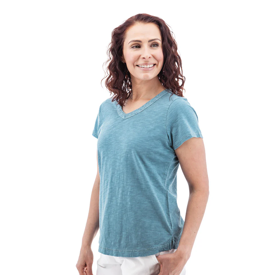 Women's Layla Organic Cotton V-Neck Tee | Provincial Blue - Image 2