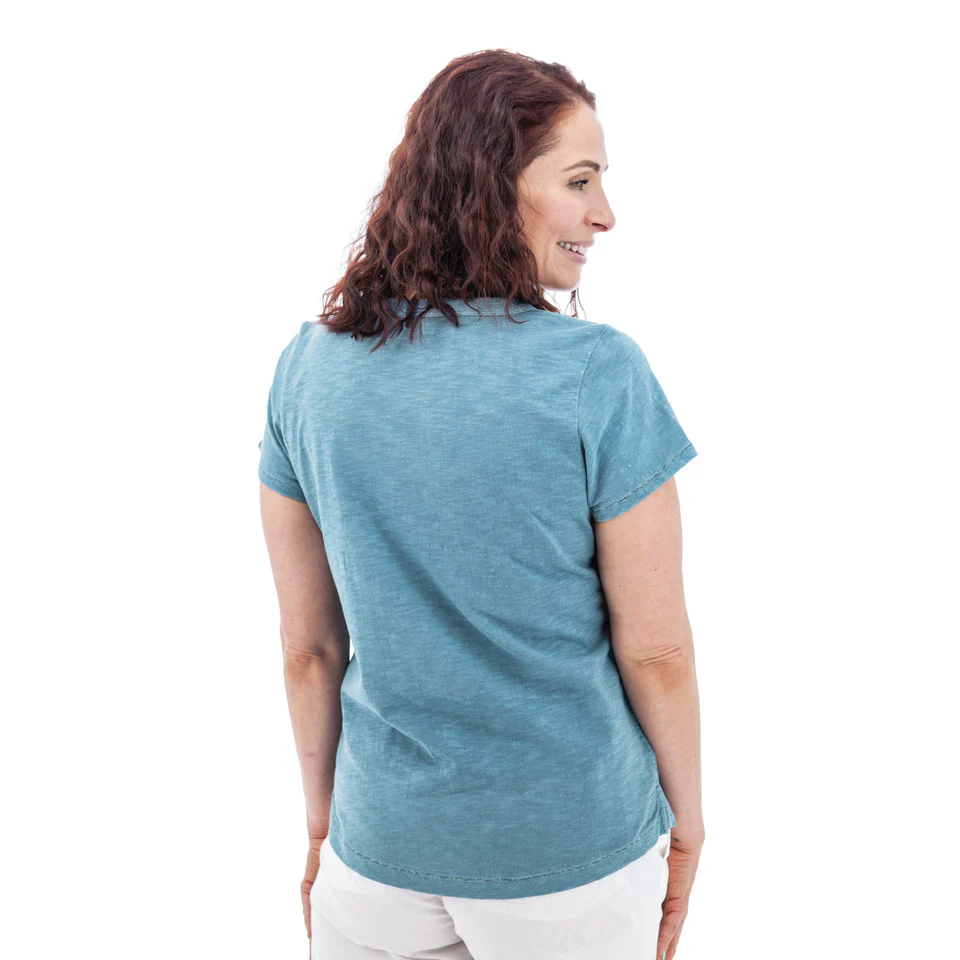 Women's Layla Organic Cotton V-Neck Tee | Provincial Blue - Image 3