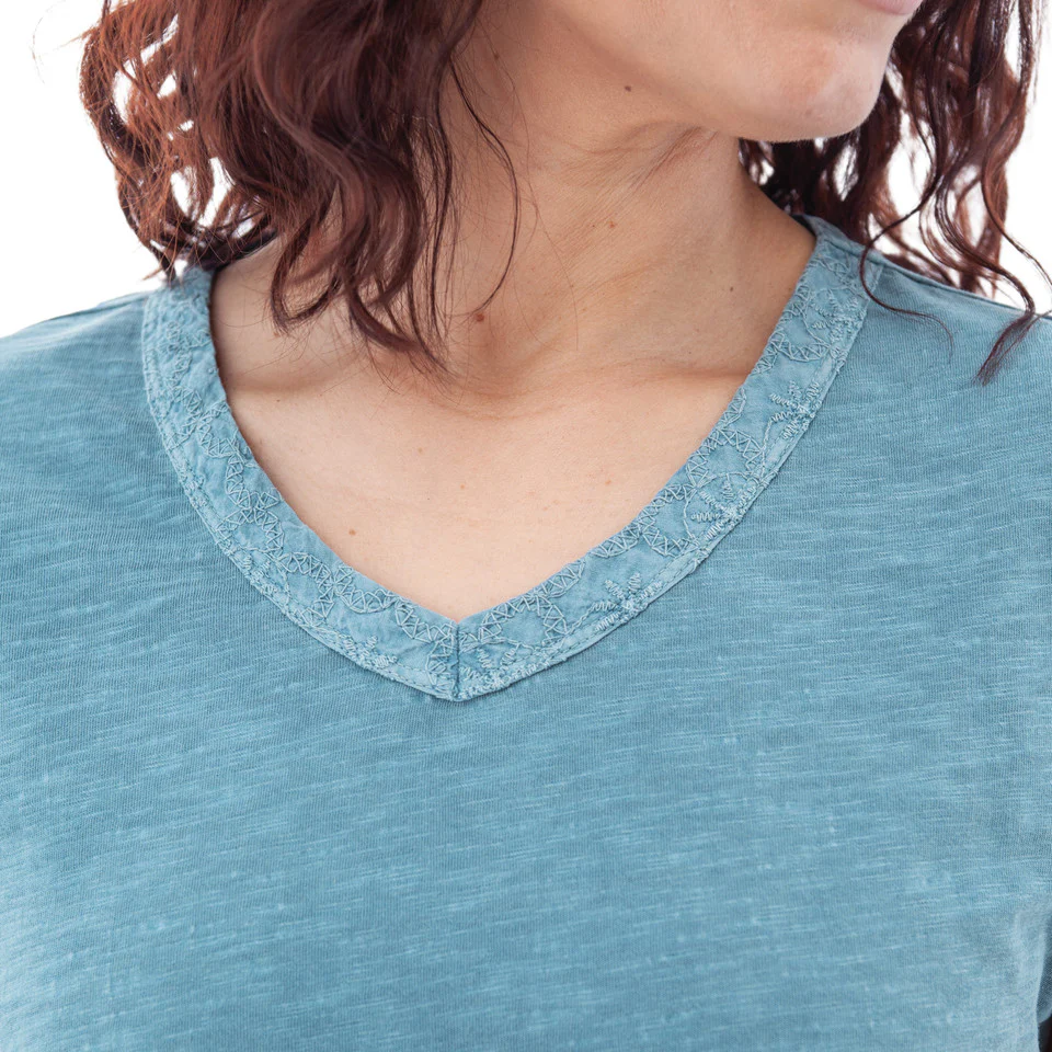 Women's Layla Organic Cotton V-Neck Tee | Provincial Blue - Image 4