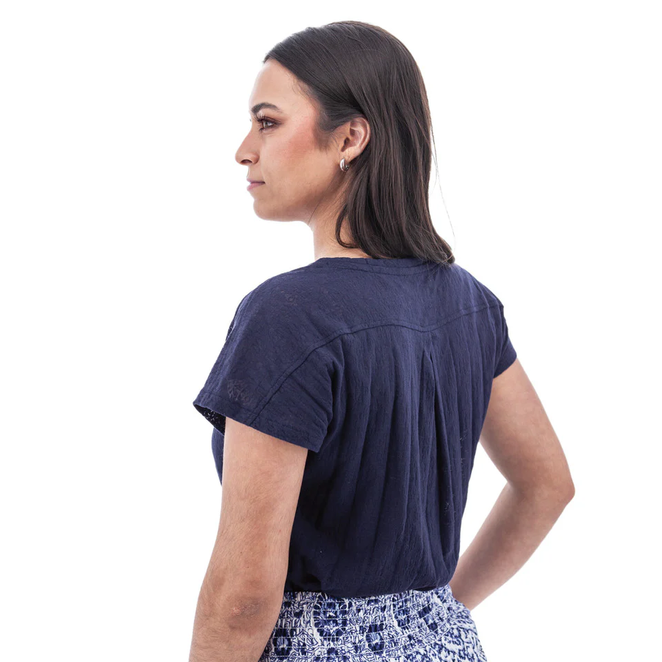 Women's Maitland V-Neck Burnout Top | Black Iris - Image 2