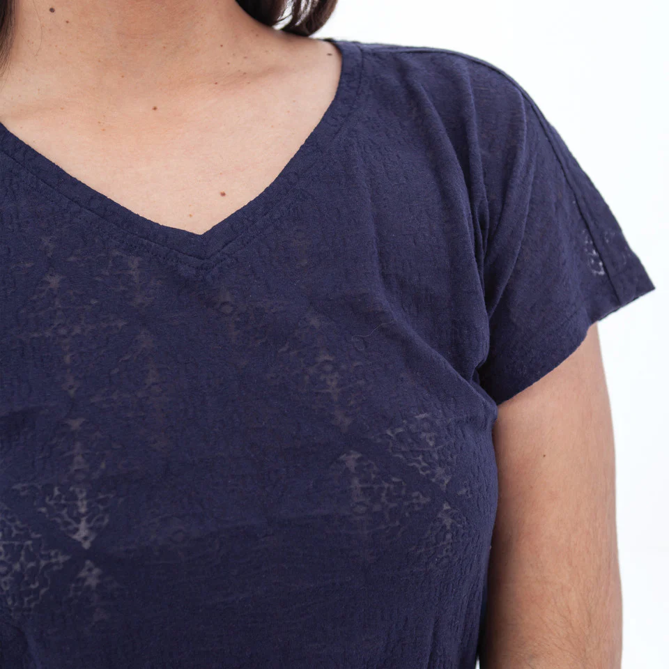 Women's Maitland V-Neck Burnout Top | Black Iris - Image 3