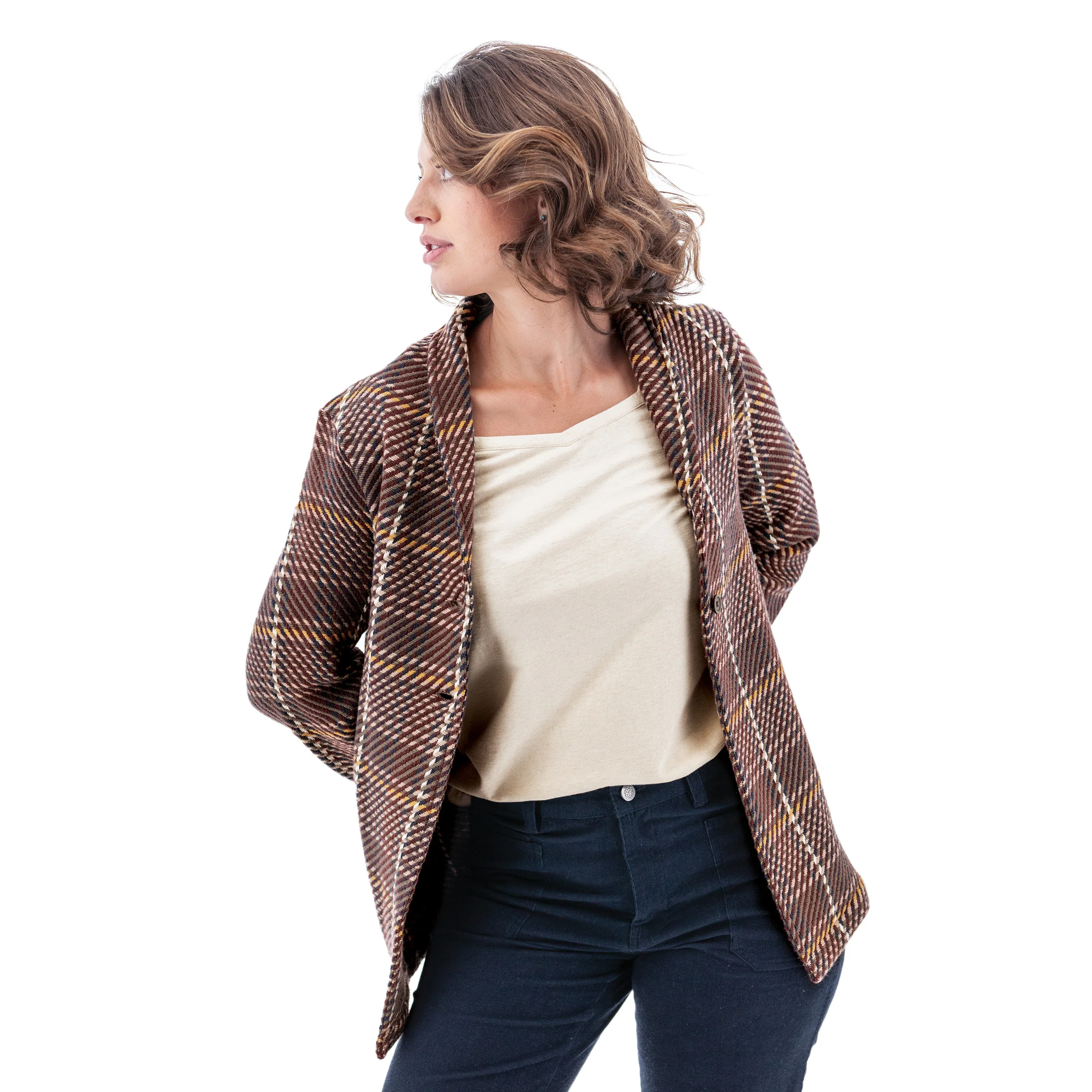 Women's Mariana Organic Plaid Cardi-Jac - Image 3
