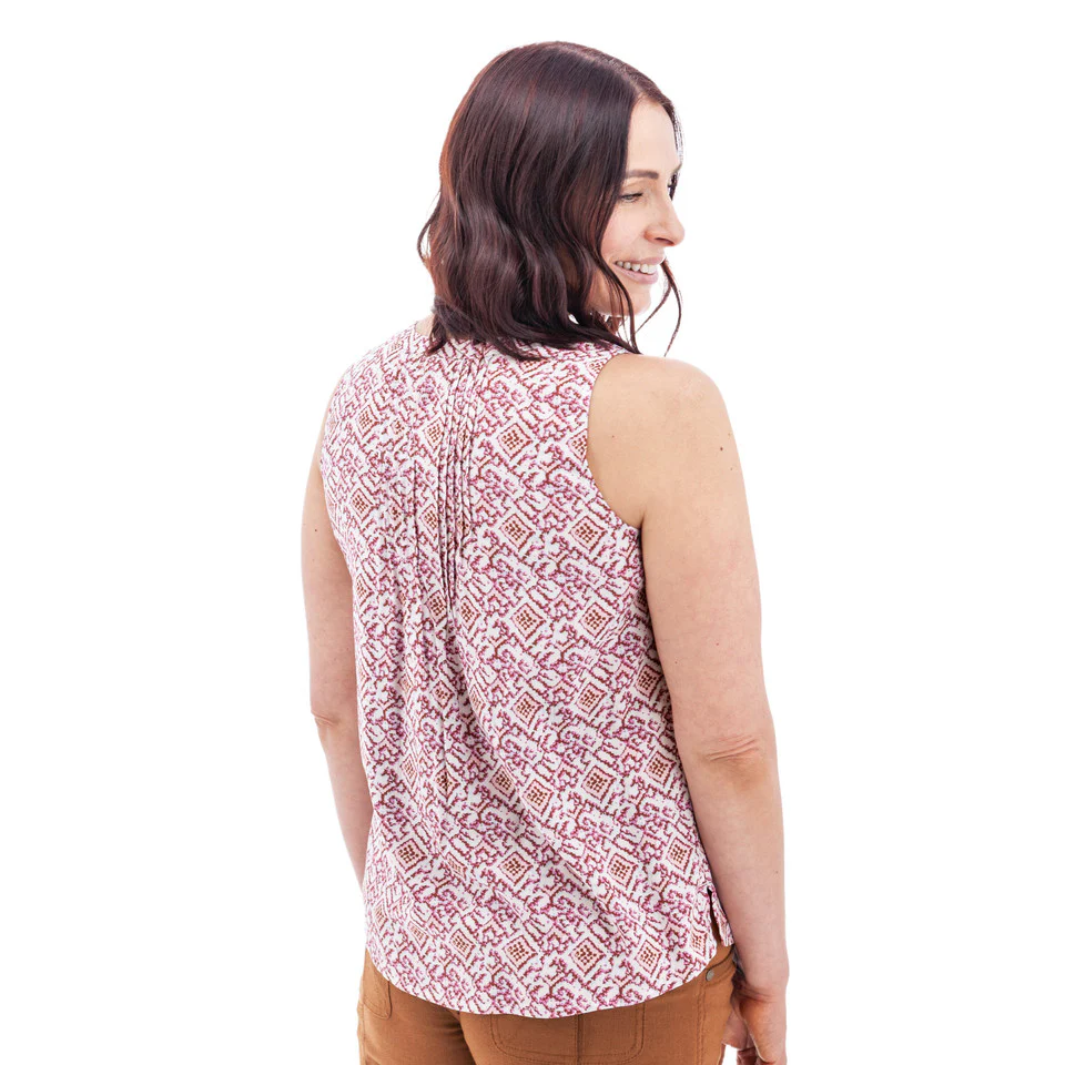 Women's Portofino Split Neck Pintuck Tank Top | Phlox Pink - Image 3