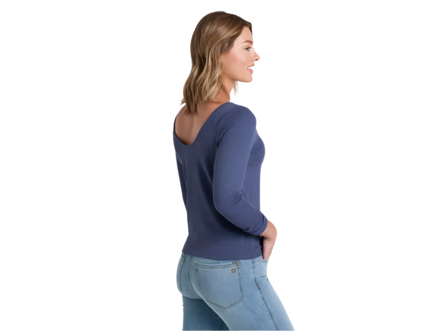 Women's Remi Long Sleeve Scoop Back Top | Nocturne Blue - Image 3