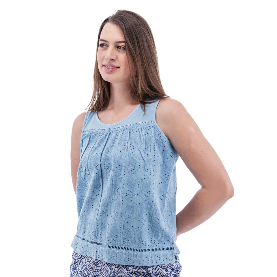 Women's Shelle Eyelet Tank Top | Forever Blue - Image 2