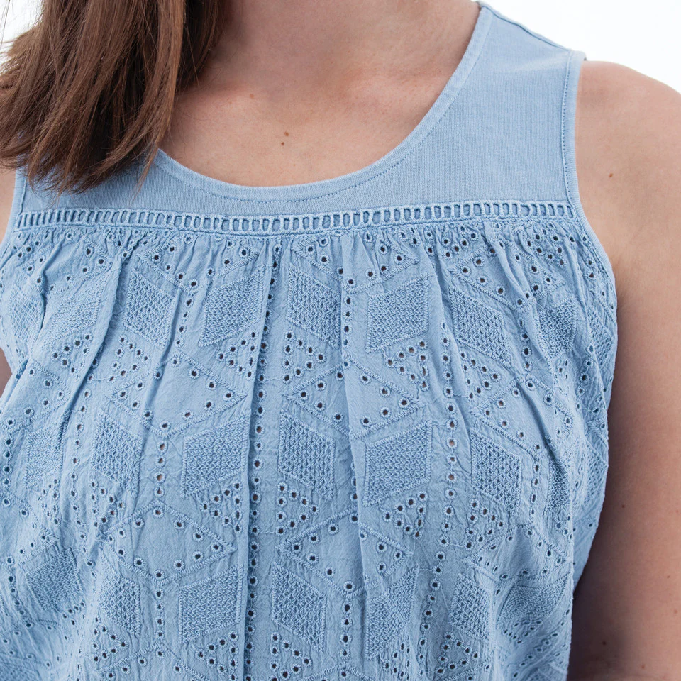 Women's Shelle Eyelet Tank Top | Forever Blue - Image 3