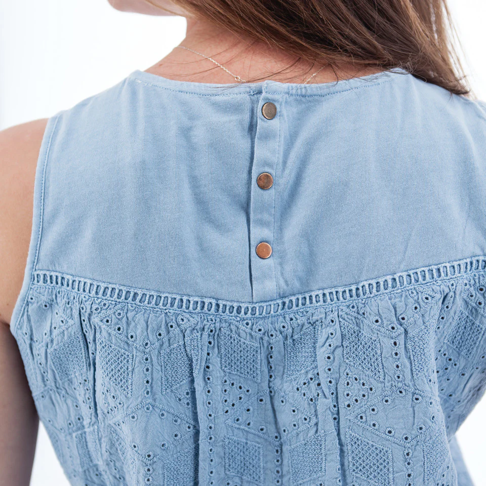 Women's Shelle Eyelet Tank Top | Forever Blue - Image 4