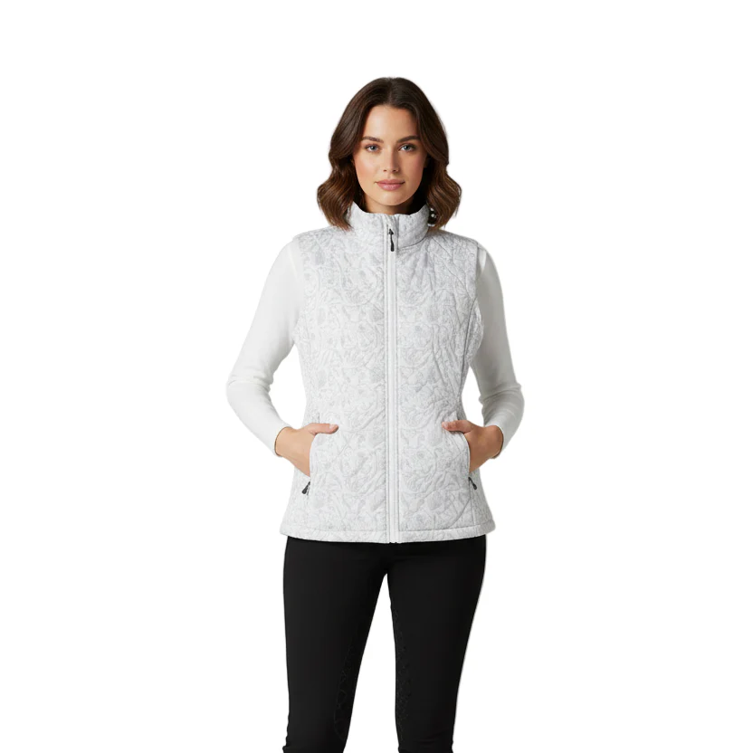 Women's Softshell Full Zip Vest | White Flower
