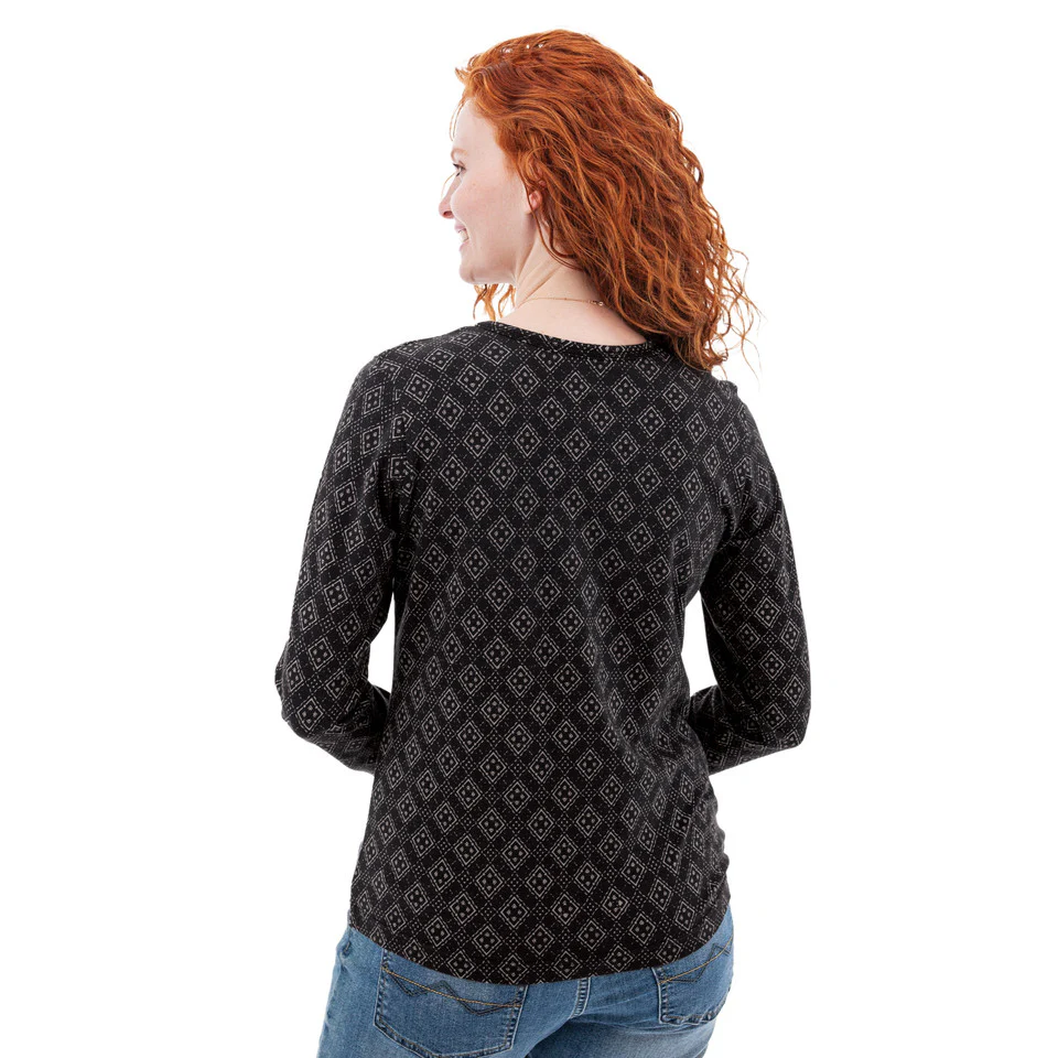 Women's Tatum Organic Geo Print Long Sleeve Top | Black - Image 2