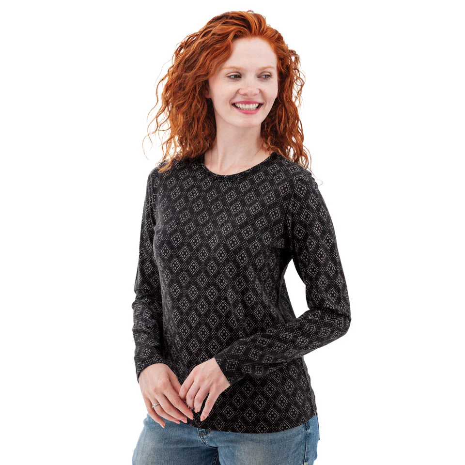 Women's Tatum Organic Geo Print Long Sleeve Top | Black - Image 3