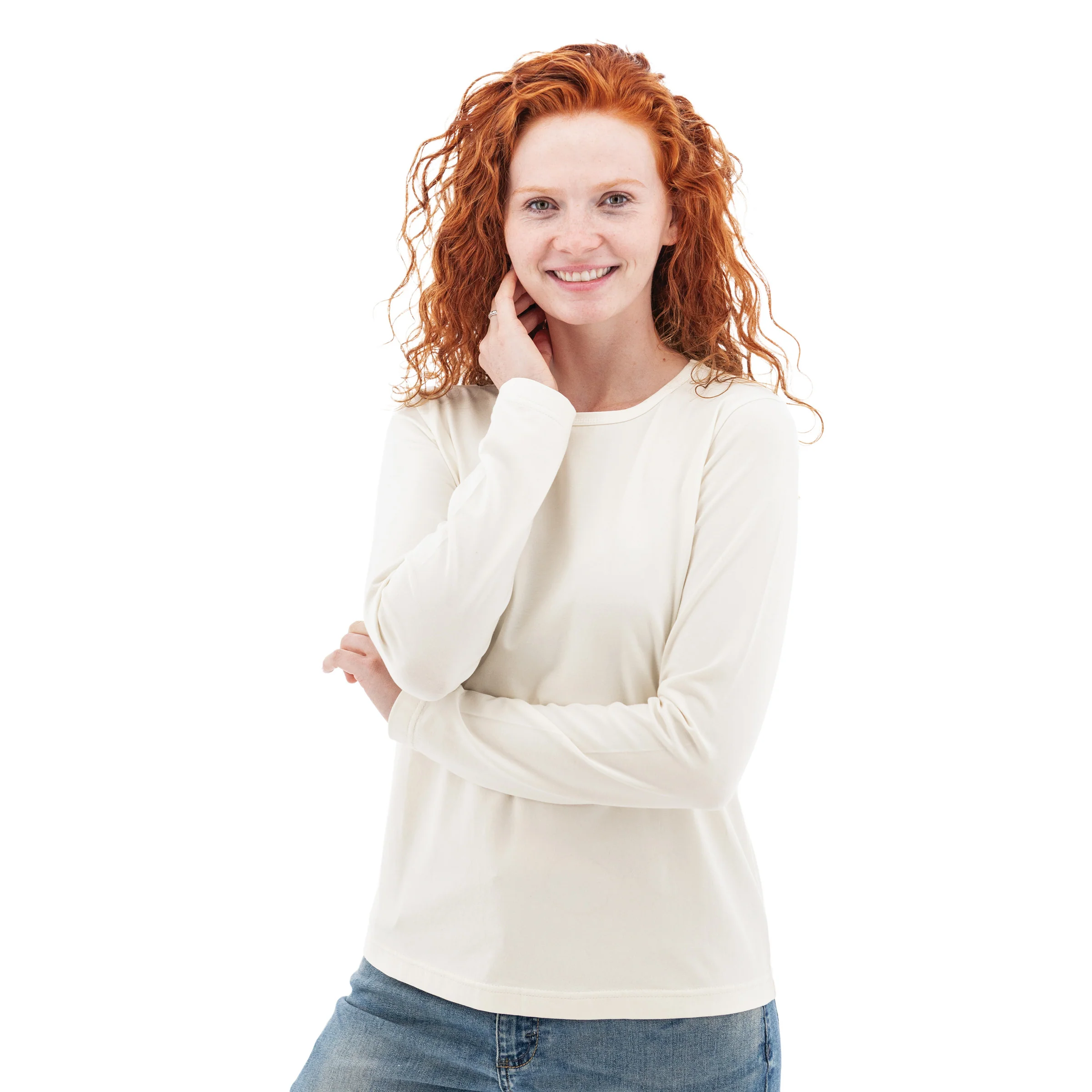 Women's Tatum Organic Long Sleeve Top | Whisper White - Image 3