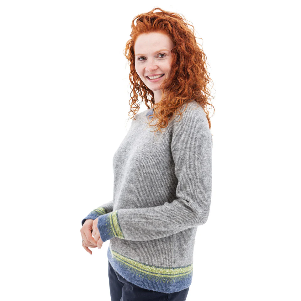 Women's Teigen Contrast Fair Isle Sweater | Heather Grey - Image 3