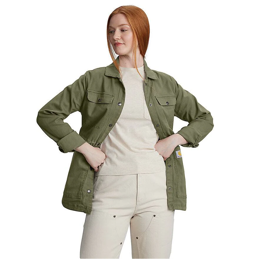 Women's TENCEL™ Fiber Series Relaxed Fit Canvas Coat - 1 Warm Rating | Dusty Olive - Image 2