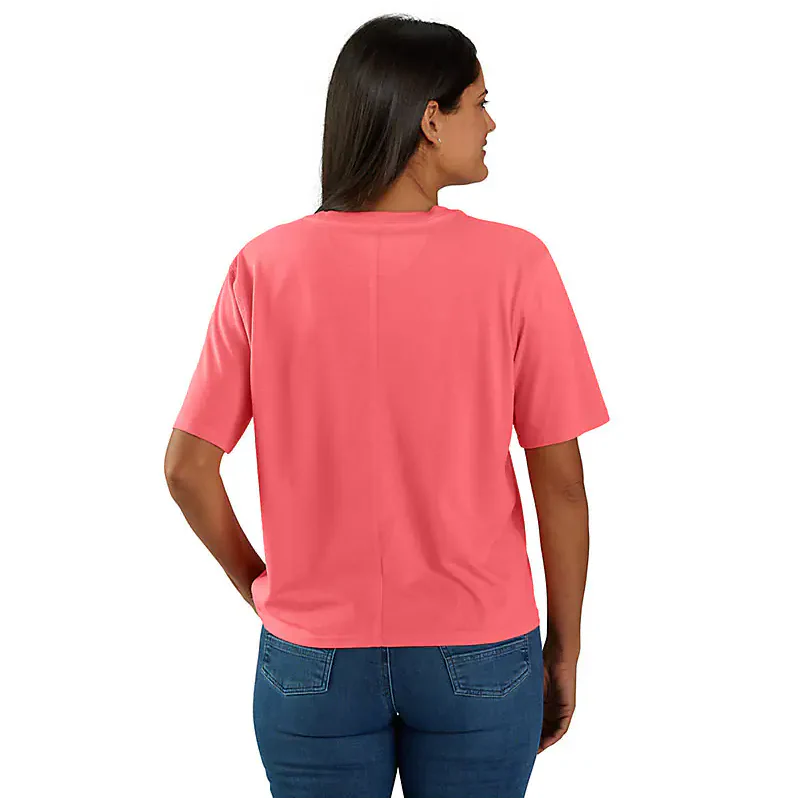 Women's Short Sleeve Tencel Pocket Tee | Pink Salmon - Image 2