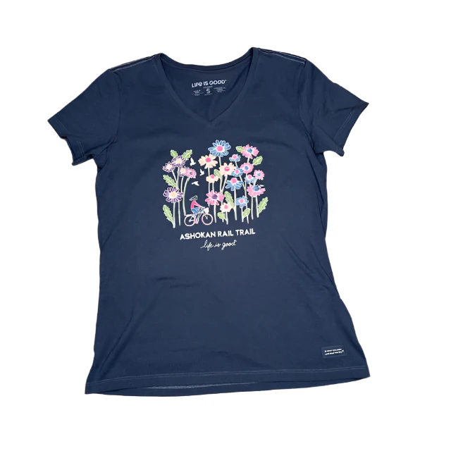 Women's Wildflower Relaxed Short Sleeve V-Neck Ashokan Rail Trail Crusher Tee - Image 2