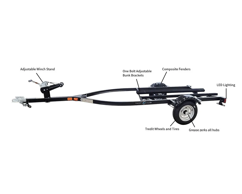 Yacht Club Double Unit Personal Watercraft Trailer 15'5" | Black - Image 2